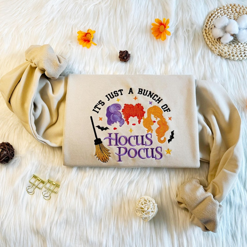 Halloween Embroidered Hocus Pocus Witch Shirt