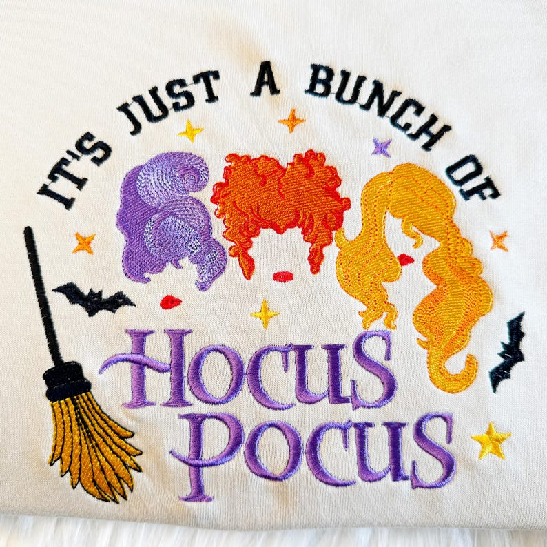 Halloween Embroidered Hocus Pocus Witch Shirt